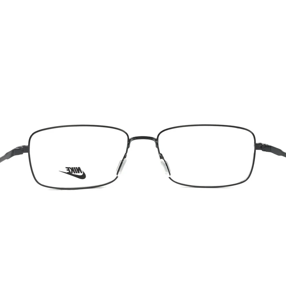 Nike Eyeglasses Frames 8205 001 Shiny Black Rectangle Wire Rim 54-14-140